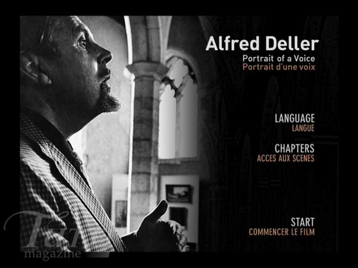 Menu d'accueil du DVD <i>Alfred Deller - Portrait d'une voix</i>.