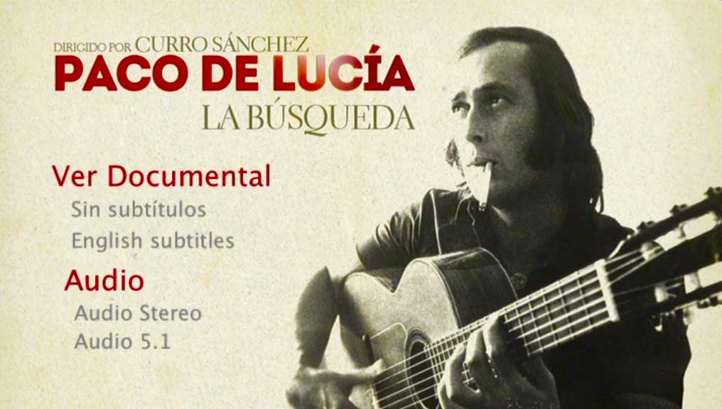 Menu d'accueil du DVD du documentaire <i>La Busqueda</i>, édité par Universal Music Spain.
