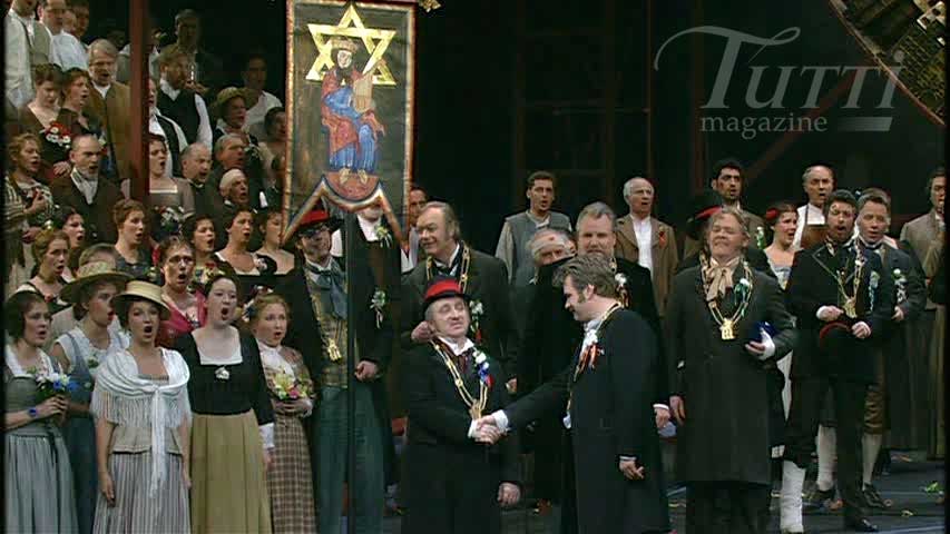 Scène finale des <i>Maîtres chanteurs de Nuremberg</i> mis en scène par Götz Friedrich au Deutsche Oper Berlin en 1995.