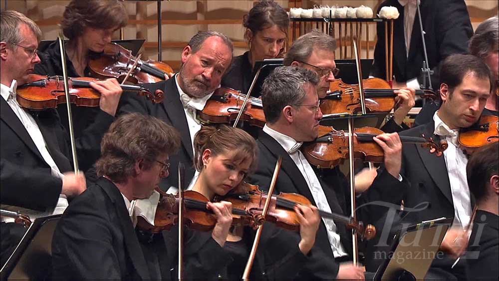 Violons de l'Orchestre Symphonique de la Radio Bavaroise à Lucerne.